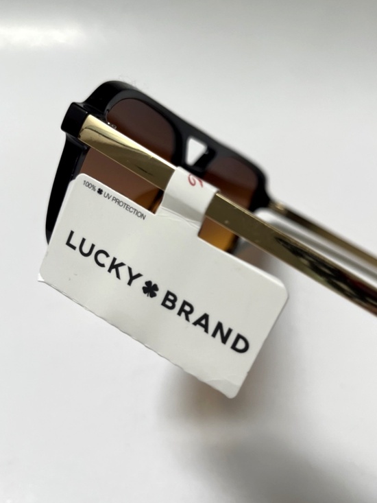 New LUCKY BRAND Double Bridge Aviator Sunglasses Acetate Brown Amber Lens